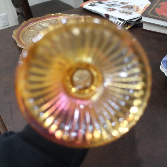 ANTIQUE! GLASS VASE/PLATE SET (DEPRESSION ERA) 3PC - Picture 7 of 8